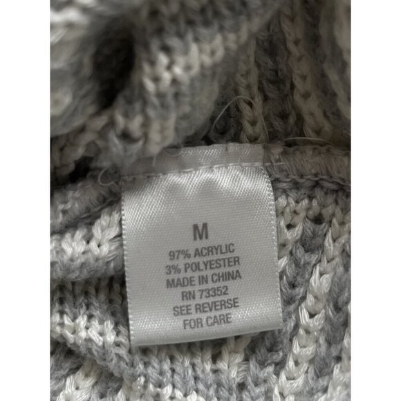 Dressbarn M Gray Chunky Knit Funnel Neck Long Sweater - Picture 5 of 5